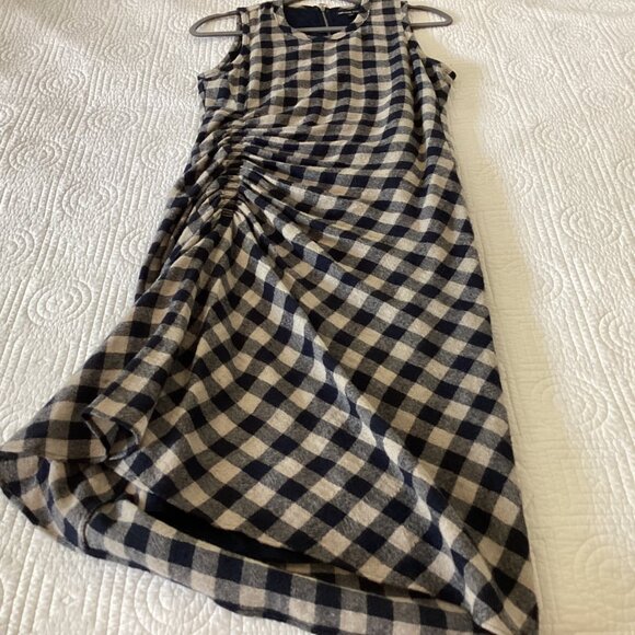 James Perse “Spiral” wool & linen blend ruched dress In navy/linen size S - Picture 11 of 16